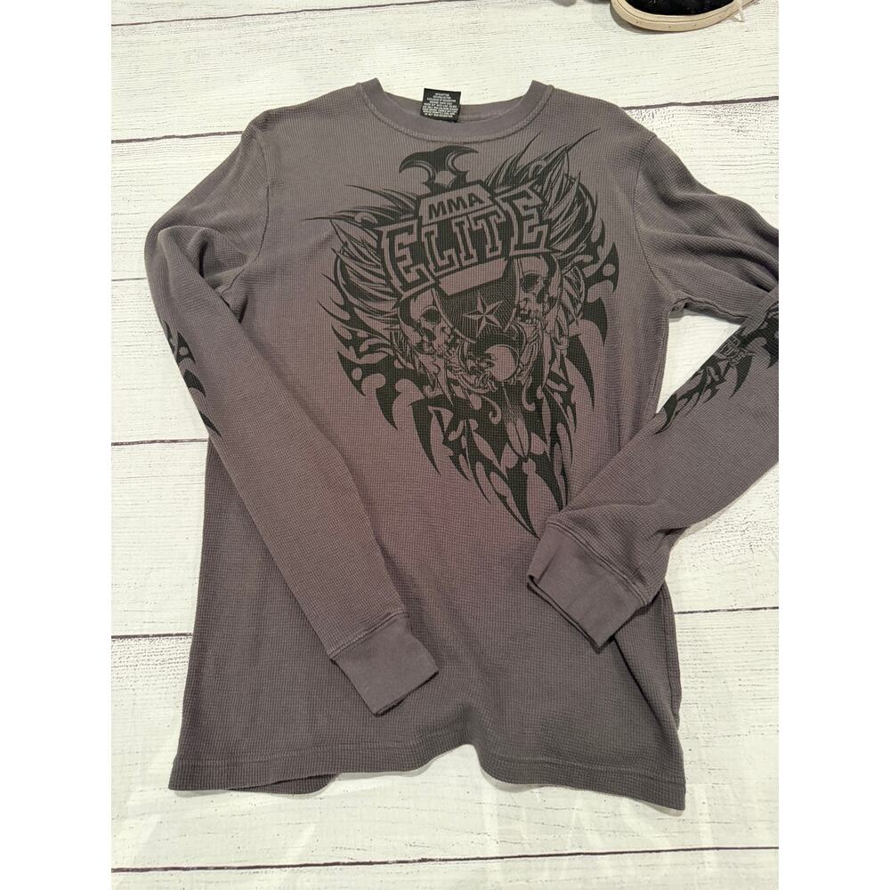 Vintage MMA Elite Waffle Knit Long Sleeve Shirt Size M